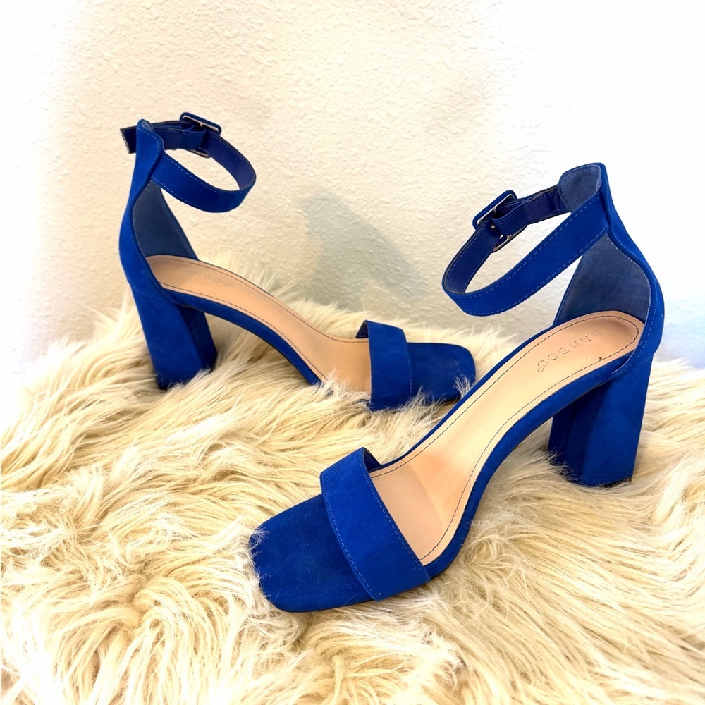 Bamboo Cobalt Blue Block Heel Sandals Ankle Strap Size 10